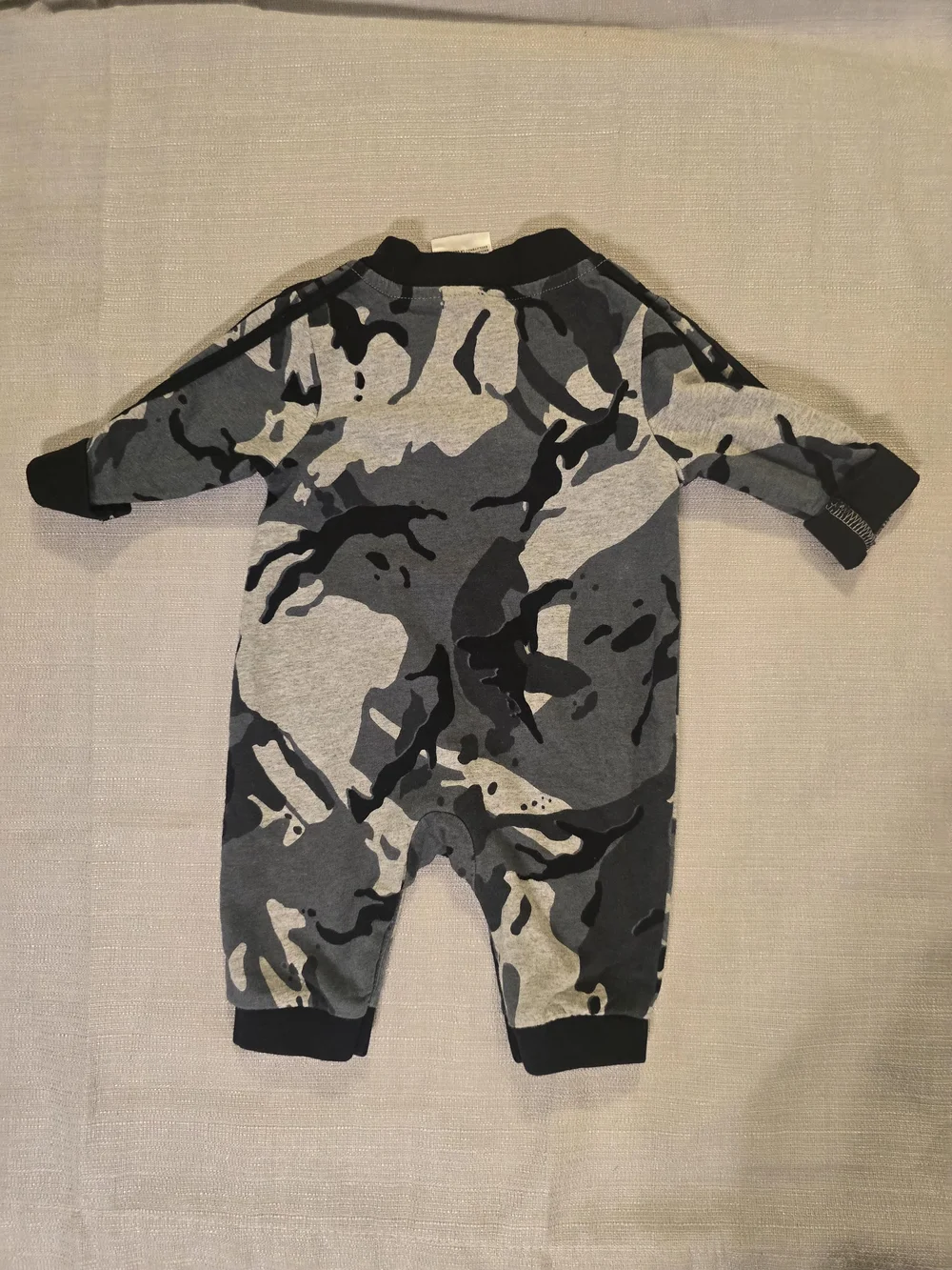 Adidas Baby Camo Romper 3M Gray Zip Coverall Kangaroo Pocket